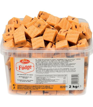Caramelos Ron Pasas LONKA Fudge  Tarrina 2 Kg