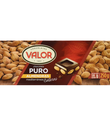 Chocolate Puro con Almendras Mediterraneas Enteras VALOR 250 GR