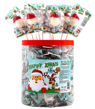 Happy Xmas Piruletas Santa SUGAR MAGIC´S 100 Unid