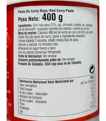 Pasta de Curry Rojo AROY-D 400 Gramos